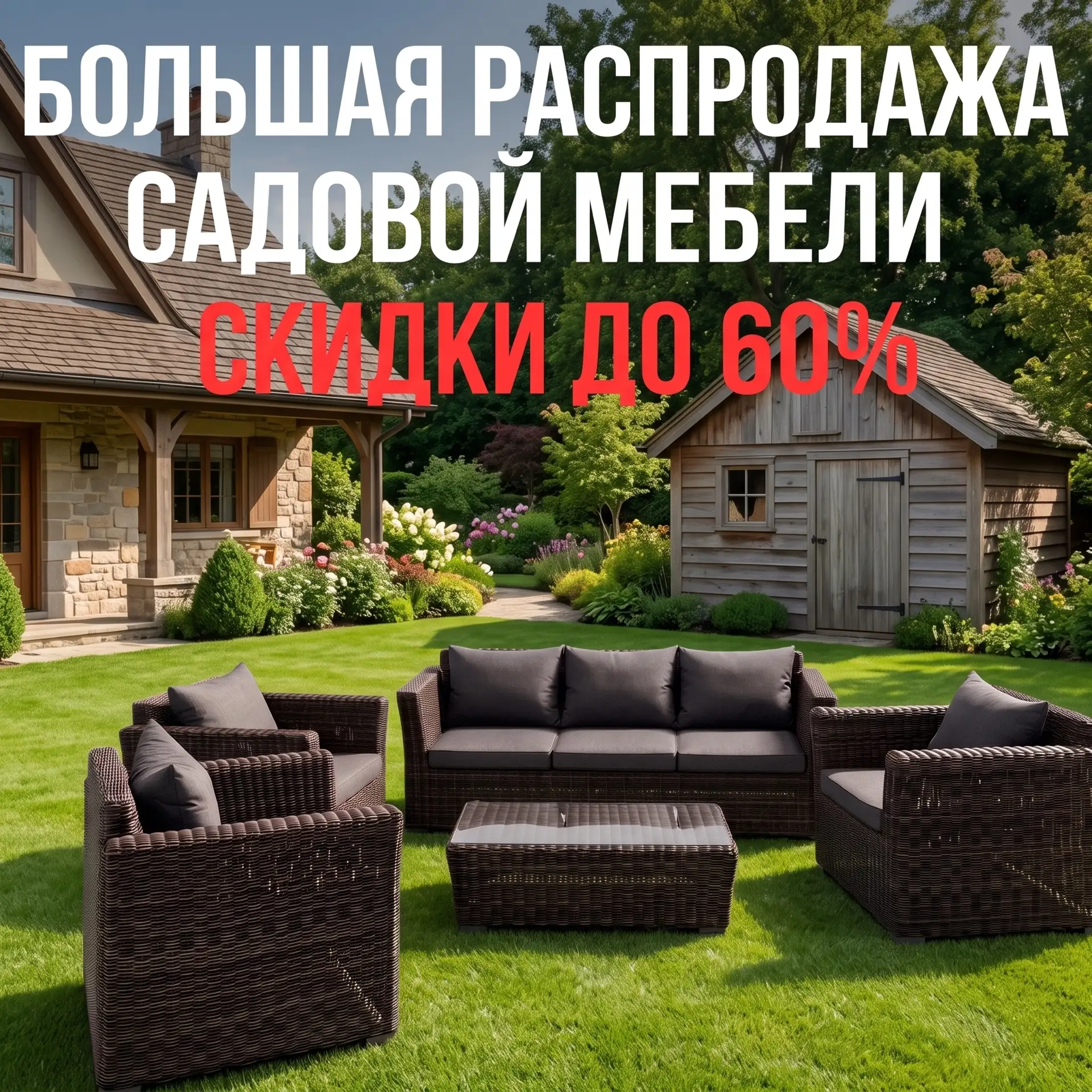 БОЛЬШАЯ РАСПРОДАЖА САДОВОЙ МЕБЕЛИ ДО -60%