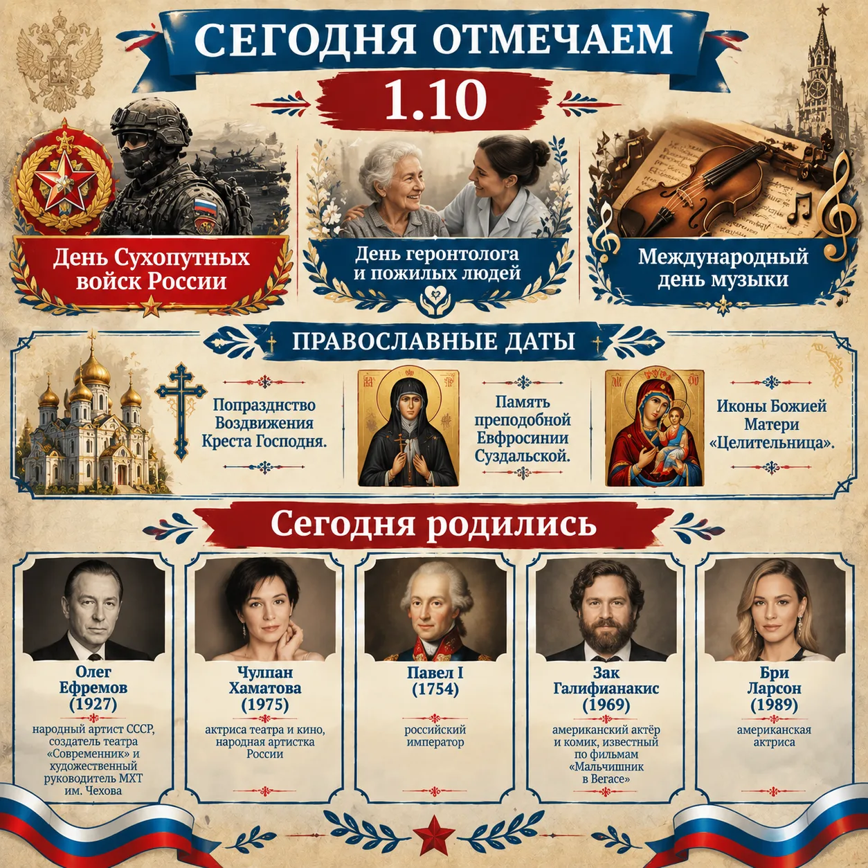 1 октября - день Сухопутных войск России и пожилых людей