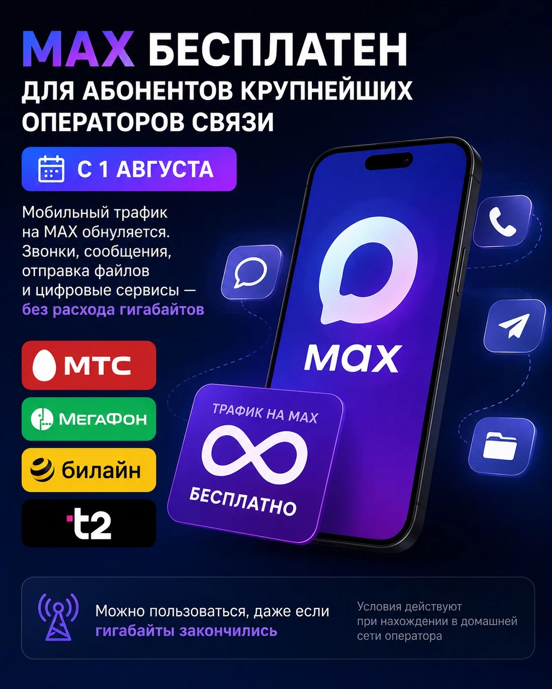 ⚡️С 1 августа пользоваться MAX можно будет бесплатно даже без оставшихся гигабайтов.