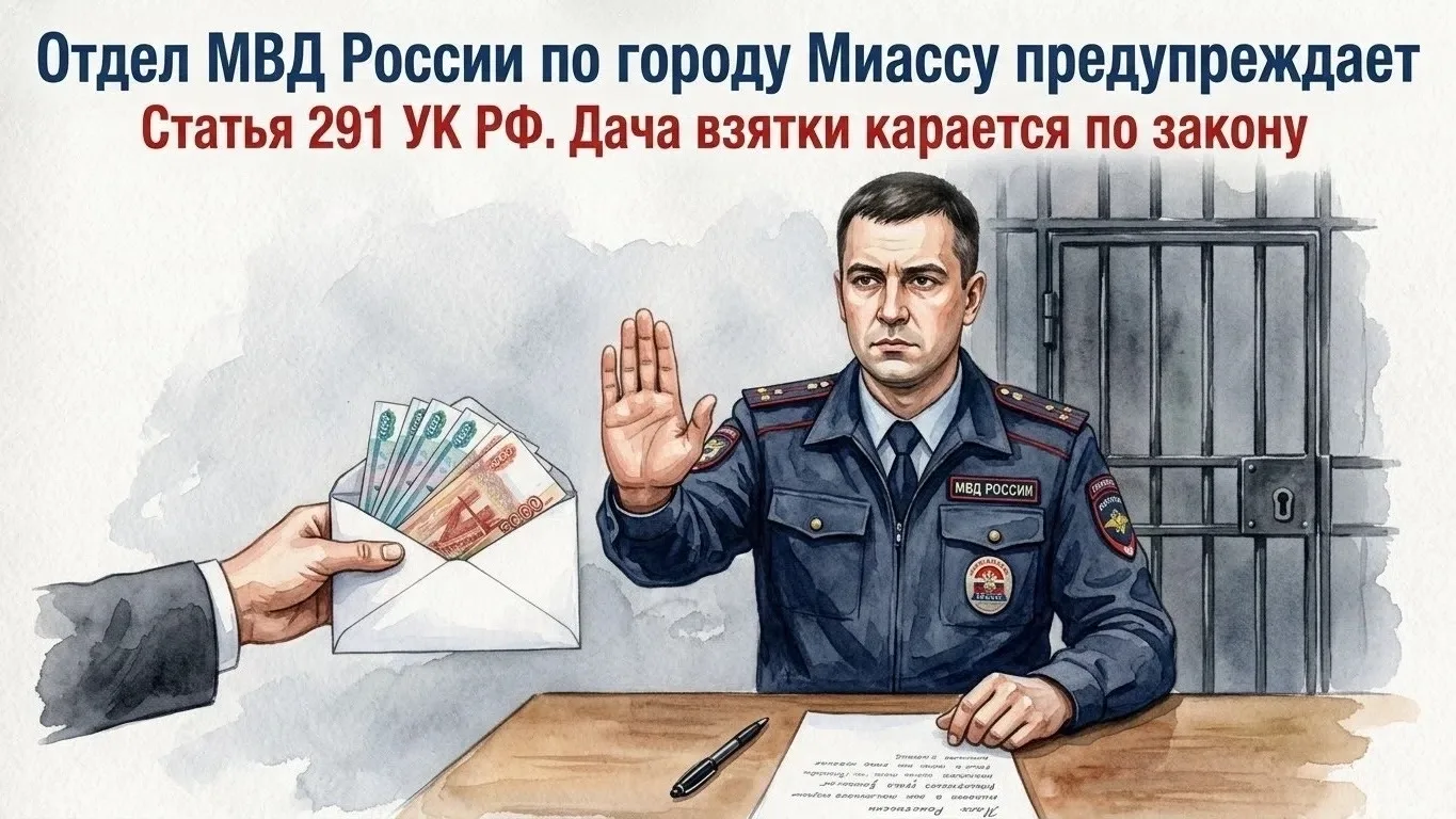 ️Полиция Миасса напоминает гражданам о наказании за дачу взятки в соответствии со стать...