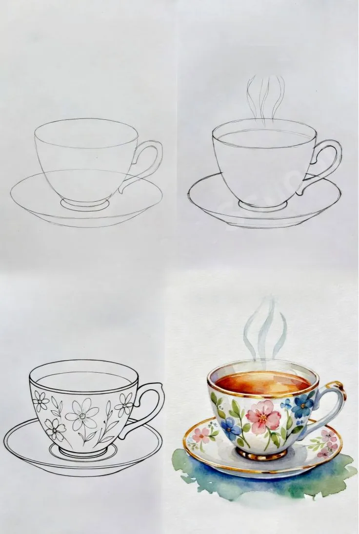 #рисование
Чашка чая. Пошаговый рисунок.

РИС