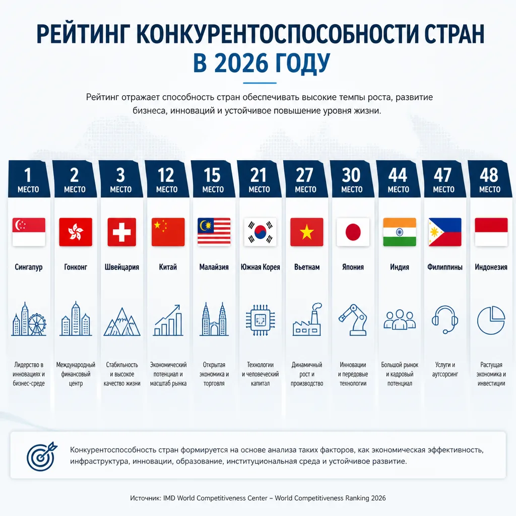 Представляем вашему вниманию рейтинг конкурентоспособности стран за 2026 год, опубликов...