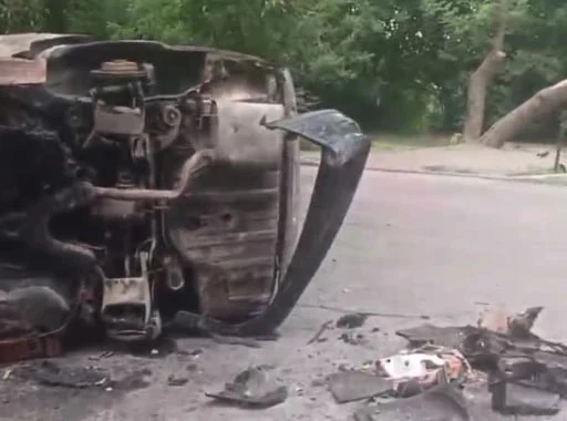 В Новосибирске сгорел BMW