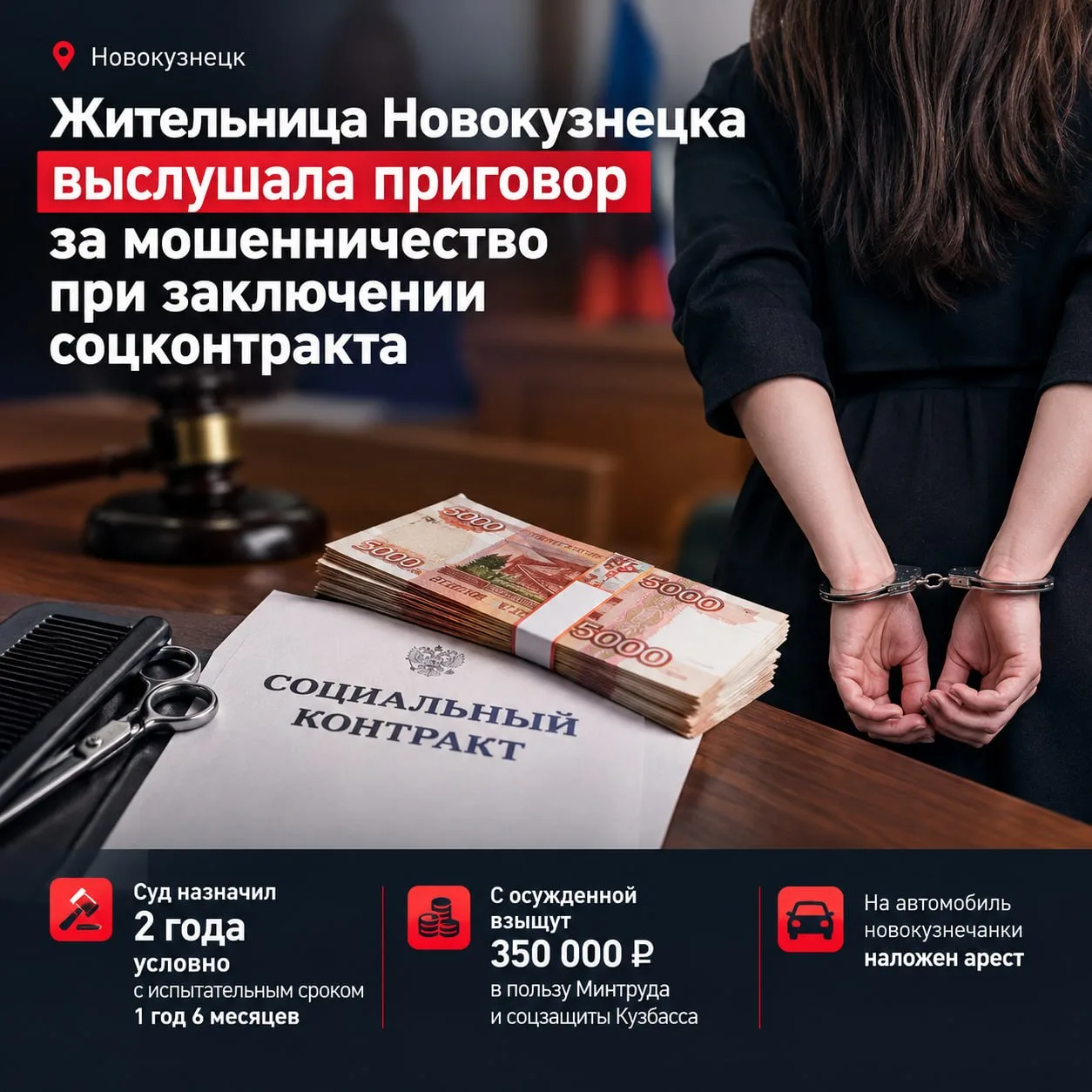 ⚡ Жительница Новокузнецка выслушала приговор за мошенничество при заключении соцконтракта