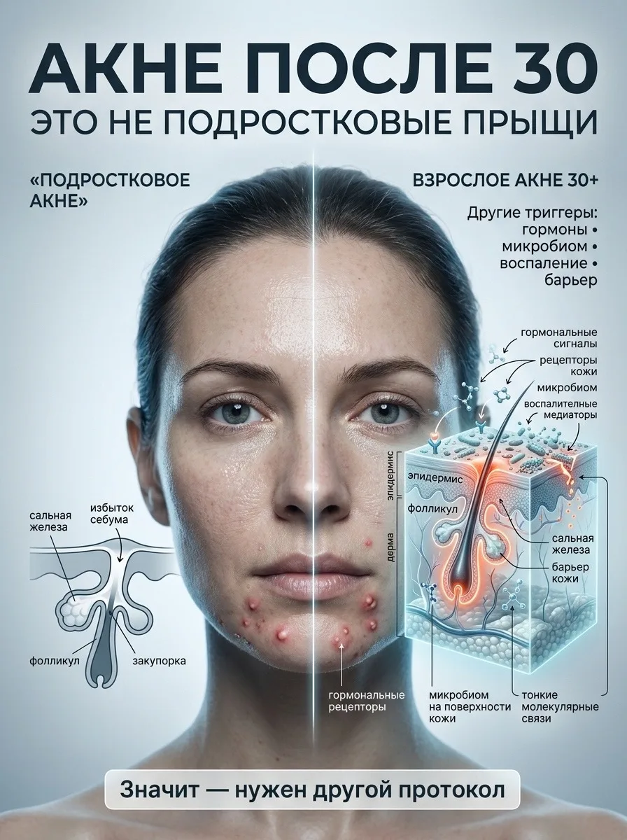 Вам больше 30 лет, а акне до сих пор появляется?