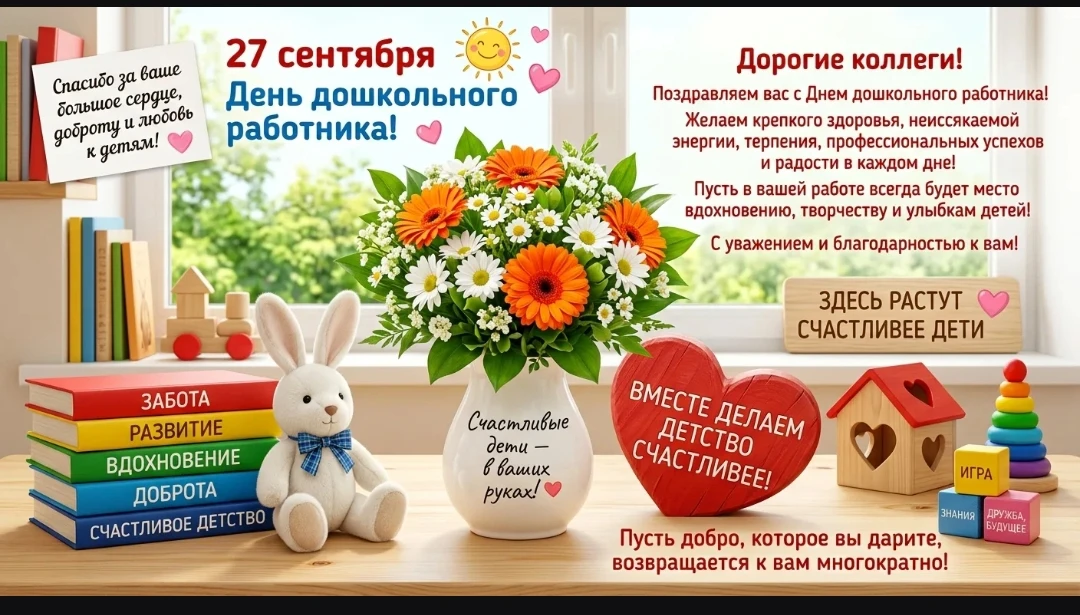 Дорогие воспитатели, помощники воспитателей, повара и все работники дошкольного образов...