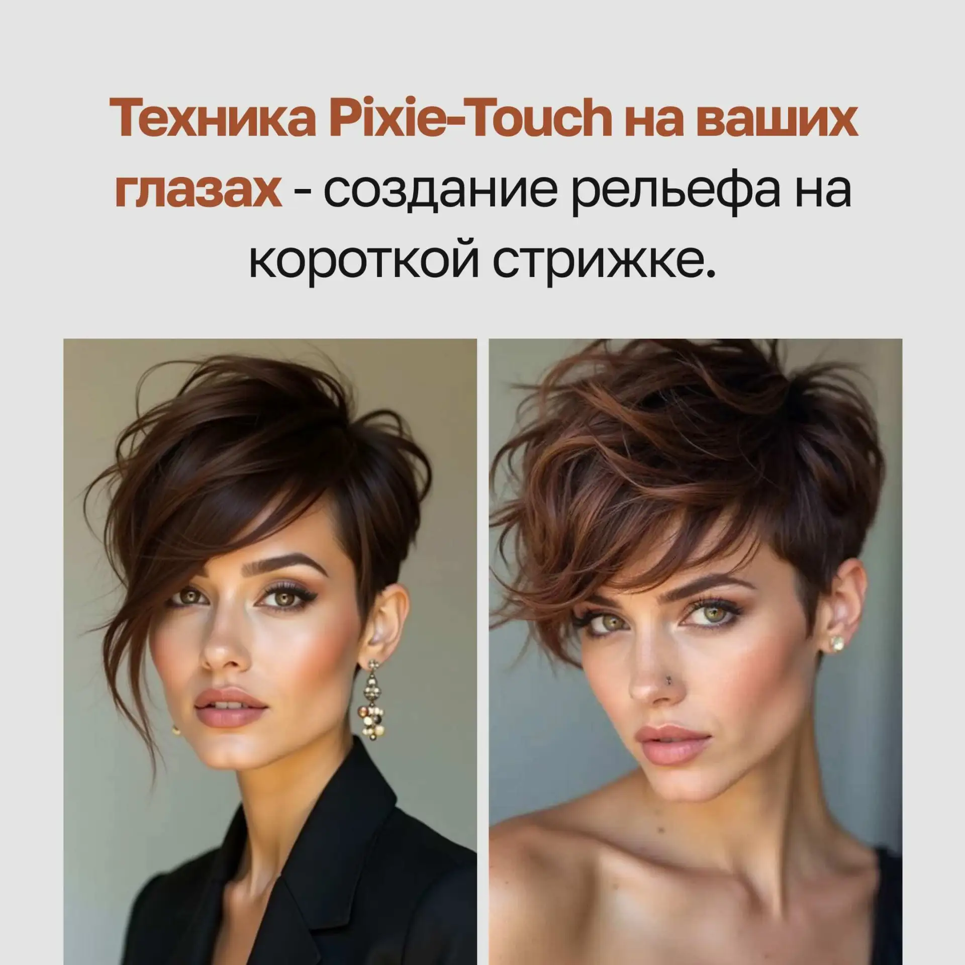 Новая техника Pixie-Touch на ваших глазах - создание рельефа на короткой стрижке.
