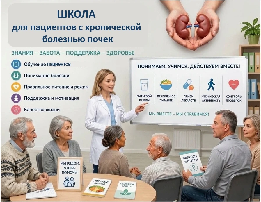 📚Школа для пациентов с хронической болезнью почек 

Забота о здоровье при хронической болезни почек