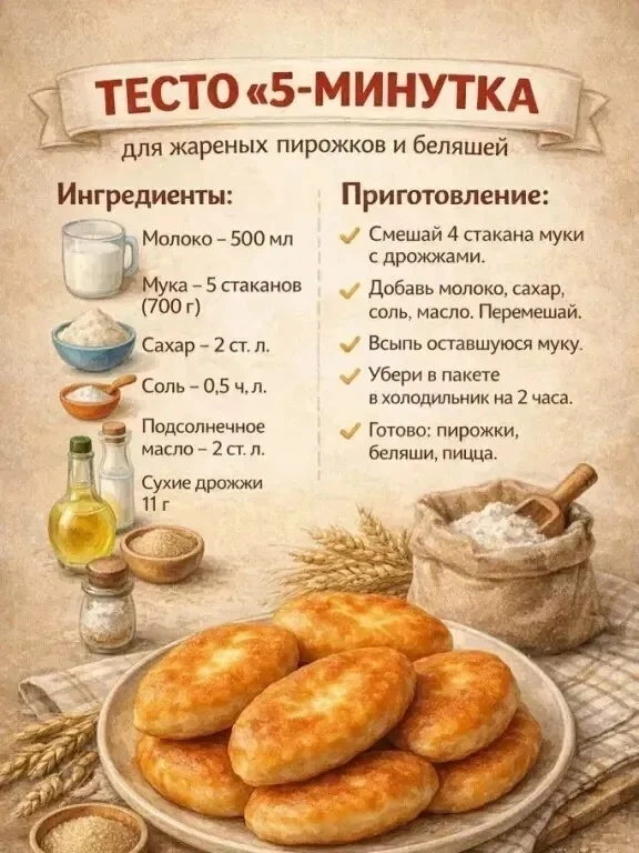 Мягкое, эластичное и очень удобное в работе тесто. Подходит также для пиццы.