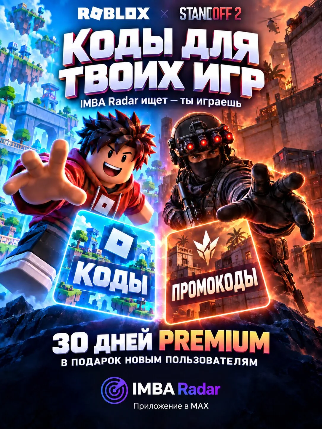 Коды и находки для Roblox и Standoff 2 — в IMBA Радар