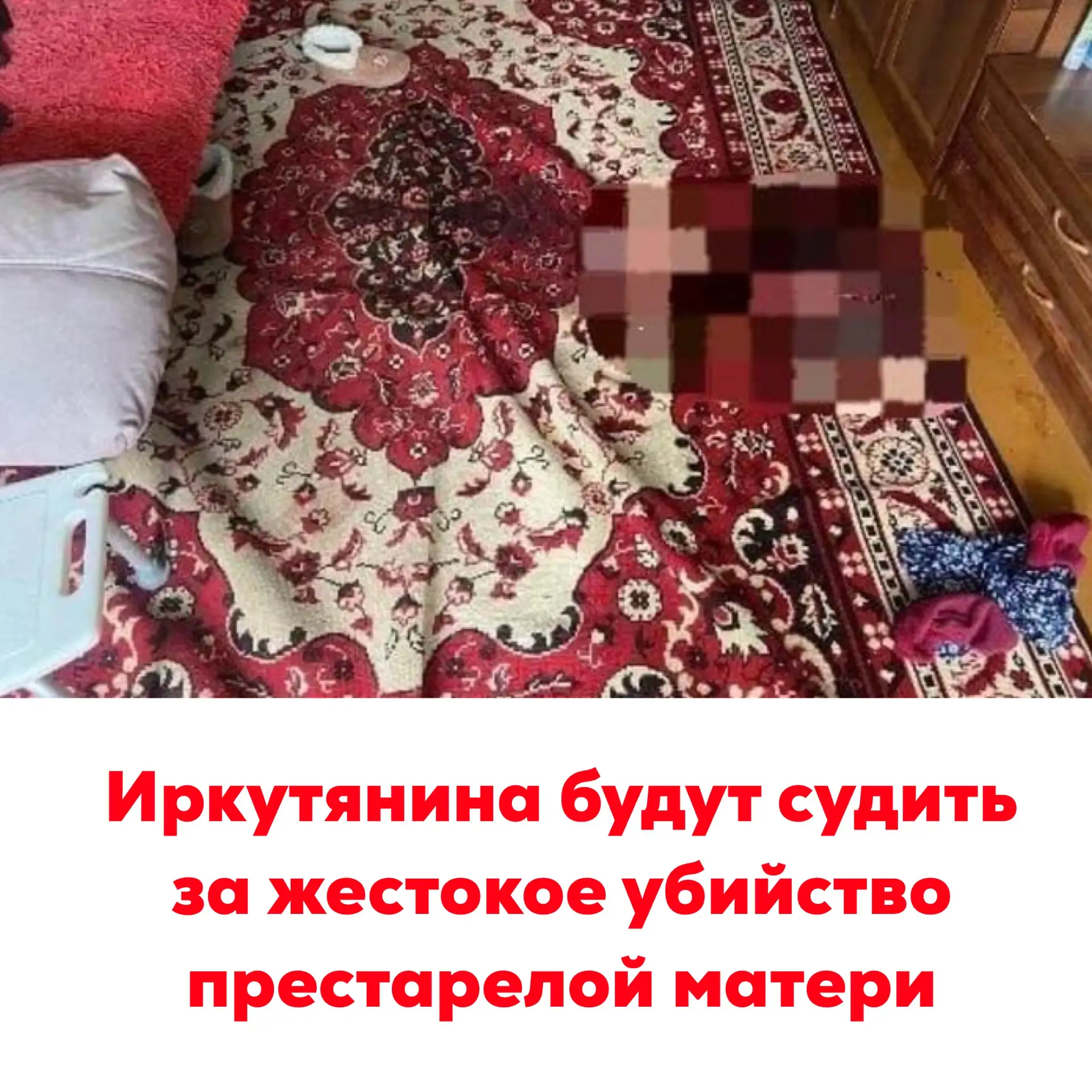 🔴Иркутянина будут судить за жестокое убийство престарелой матери