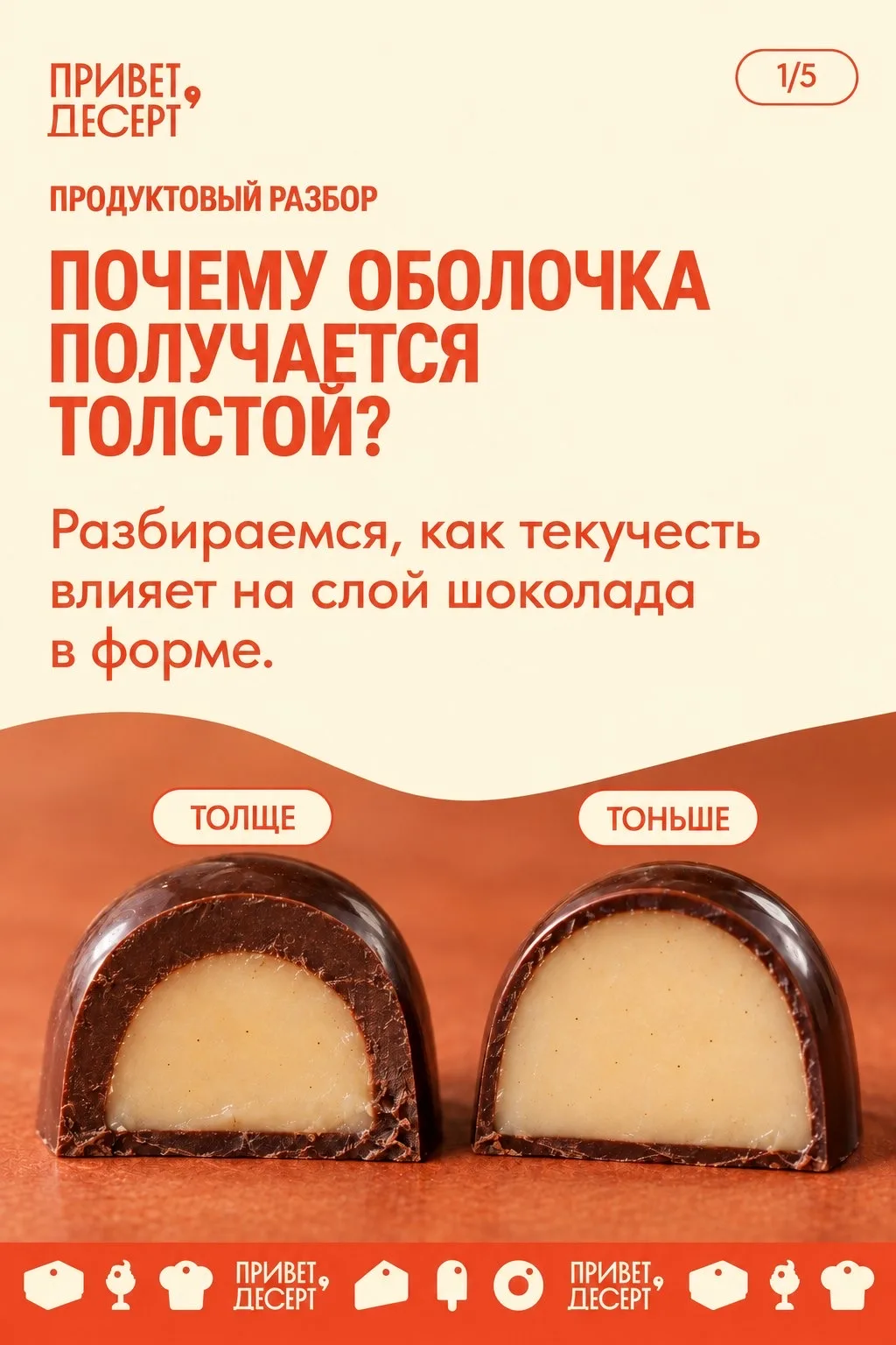🍫 Хотели тонкую шоколадную оболочку, а получились толстые стенки и мало места для начи...