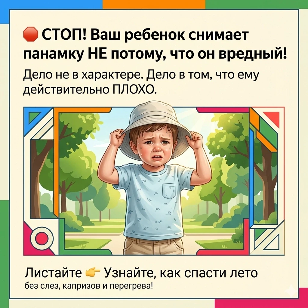 🛑 Ребенок не хочет носить панамку? Дело не в капризах!

Часто слышим от родителей: «Ему жарко, он в