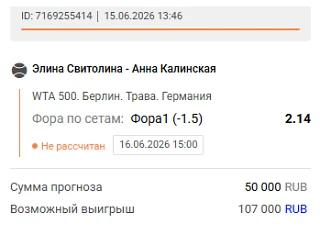 🎾 Обзор матча
Турнир:WTA-500 Берлин (Германия), 1/16 финала
Покрытие: Трава
Форма игроков: Стартует
