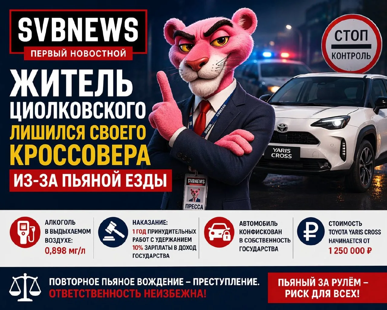 Житель Циолковского лишился кроссовера стоимостью от 1,25 млн рублей за повторную пьяную езду  В Аму