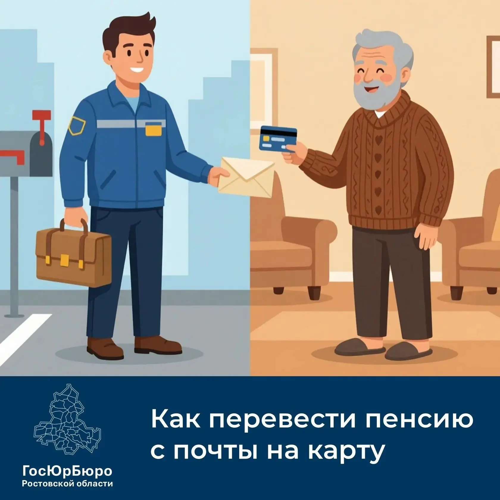 📌Поменять способ доставки пенсии можно через портал "Госуслуги": — откройте заявление (https://www.