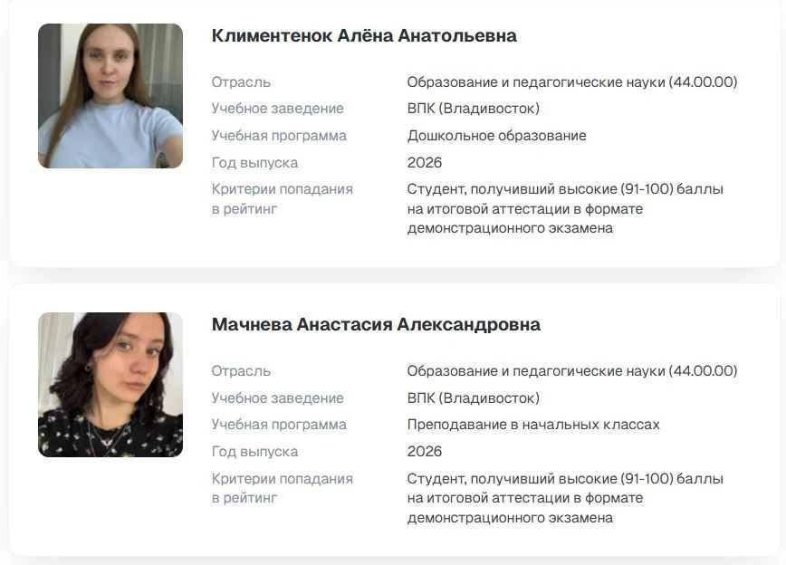Гордость Владивостокского педагогического колледжа — в «Золотом фонде СПО»! 🏆
Приморский край продо