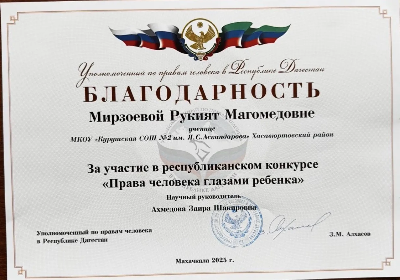 ПОЗДРАВЛЯЕМ НАШИХ УЧАЩИХСЯ! Права человека глазами детей — это понимание фундаментальных свобод чере