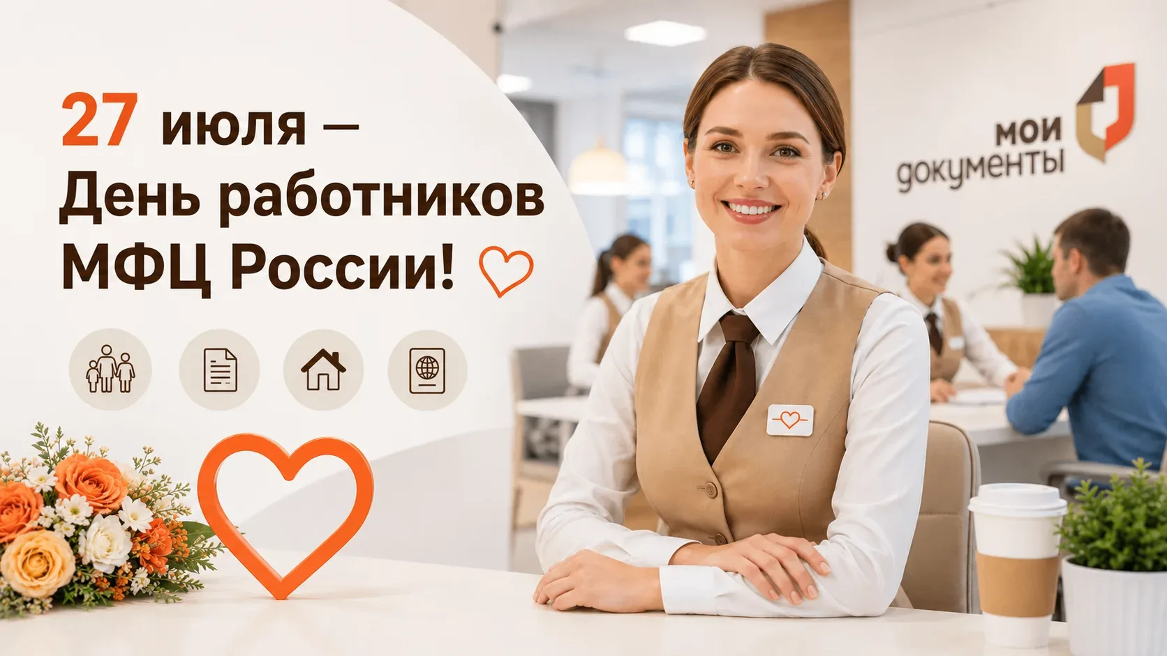 27 июля — День работников МФЦ России!

Сегодня мы поздравляем тех, кто ежедневно помогает людям быст