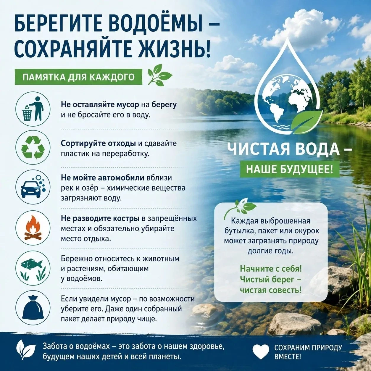 💧 Чистые водоёмы — наше общее богатство.