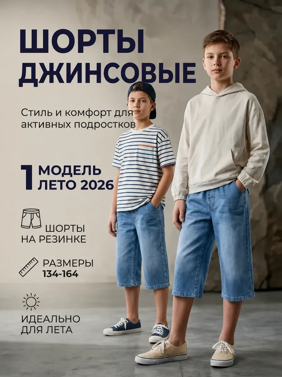 ⚡️ Шорты бермуды джинсовые на резинке, TALINI
