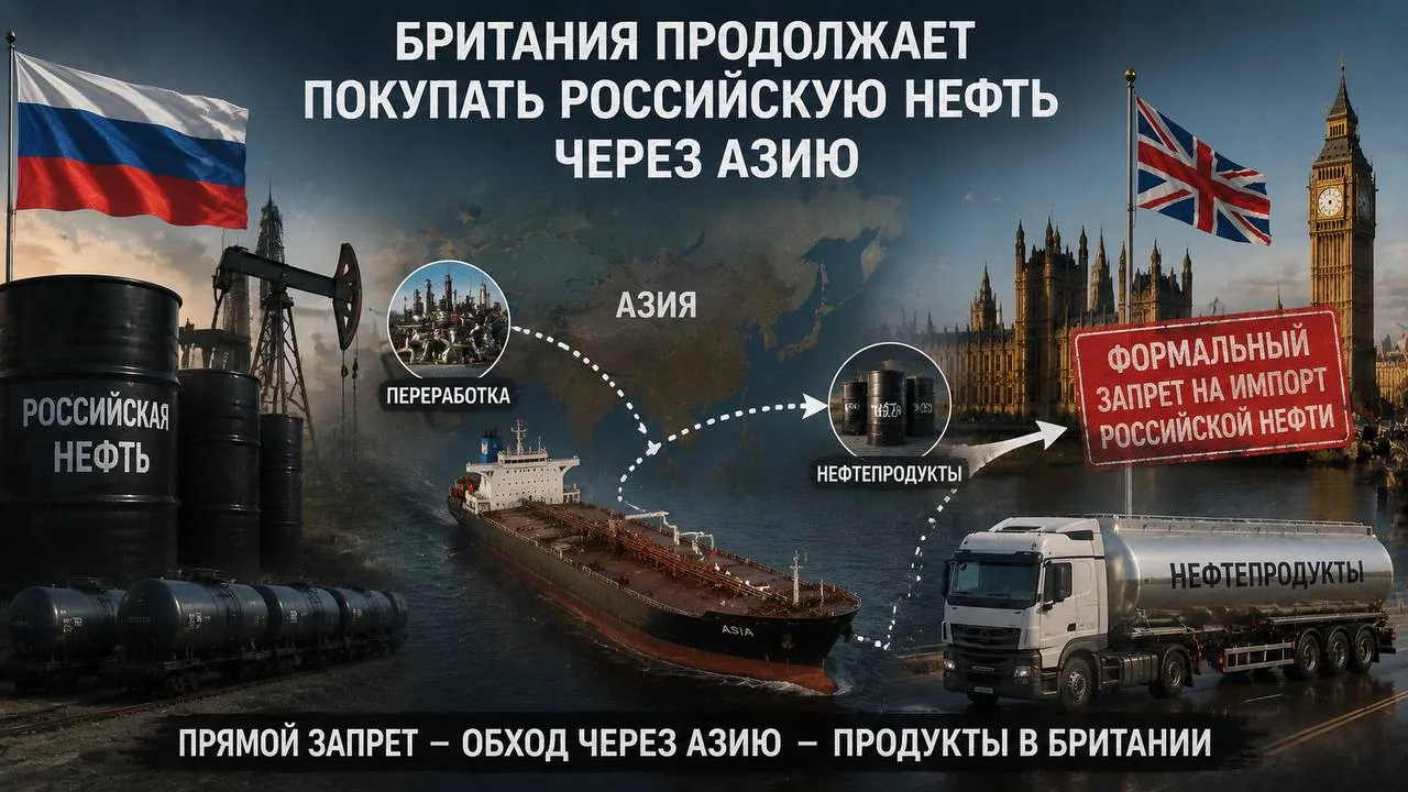 🇬🇧 Британия продолжает покупать российскую нефть через Азию