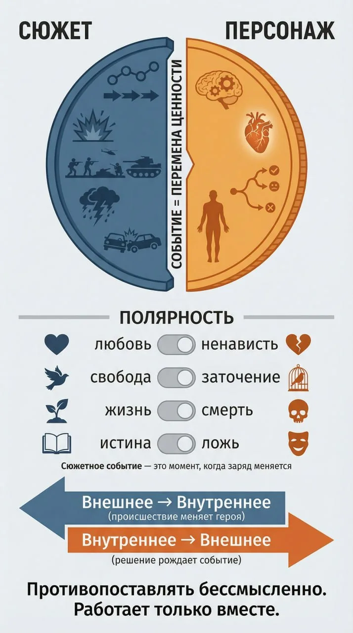 Р.Макки "Персонаж"
Часть 1: Ода персонажам
Глава 2: Дилемма Аристотеля|Сюжет и персонаж

Противопост