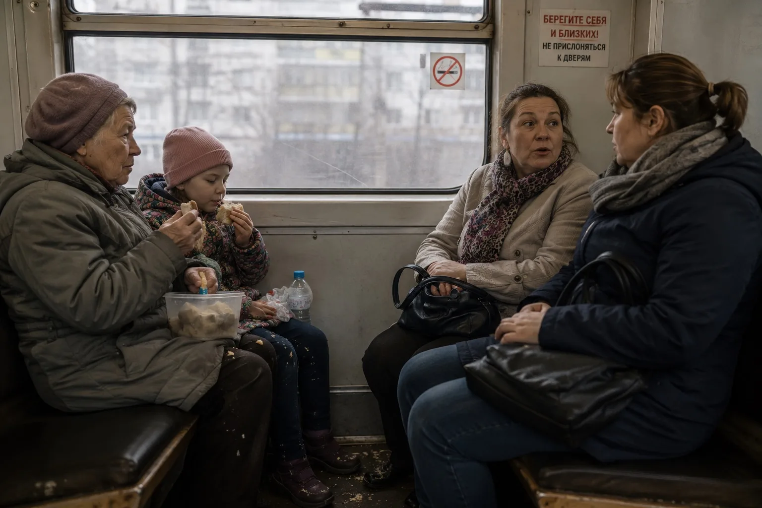 В электричке напротив Ольги и Светланы сидели женщина лет семидесяти и девочка лет девяти.