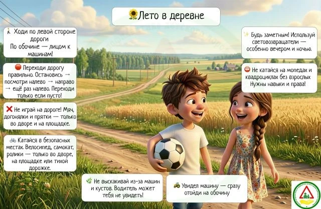 🌻🌞Готовимся к лету в деревне: важные правила дорожного движения
Давайте вместе вспомним важные ПДД