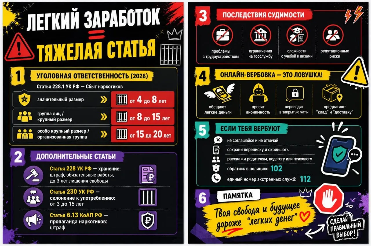 🚫 «Лёгкий заработок» = тяжёлая статья.

Будьте бдительны: в соц.сетях и мессенджерах всё чаще попад