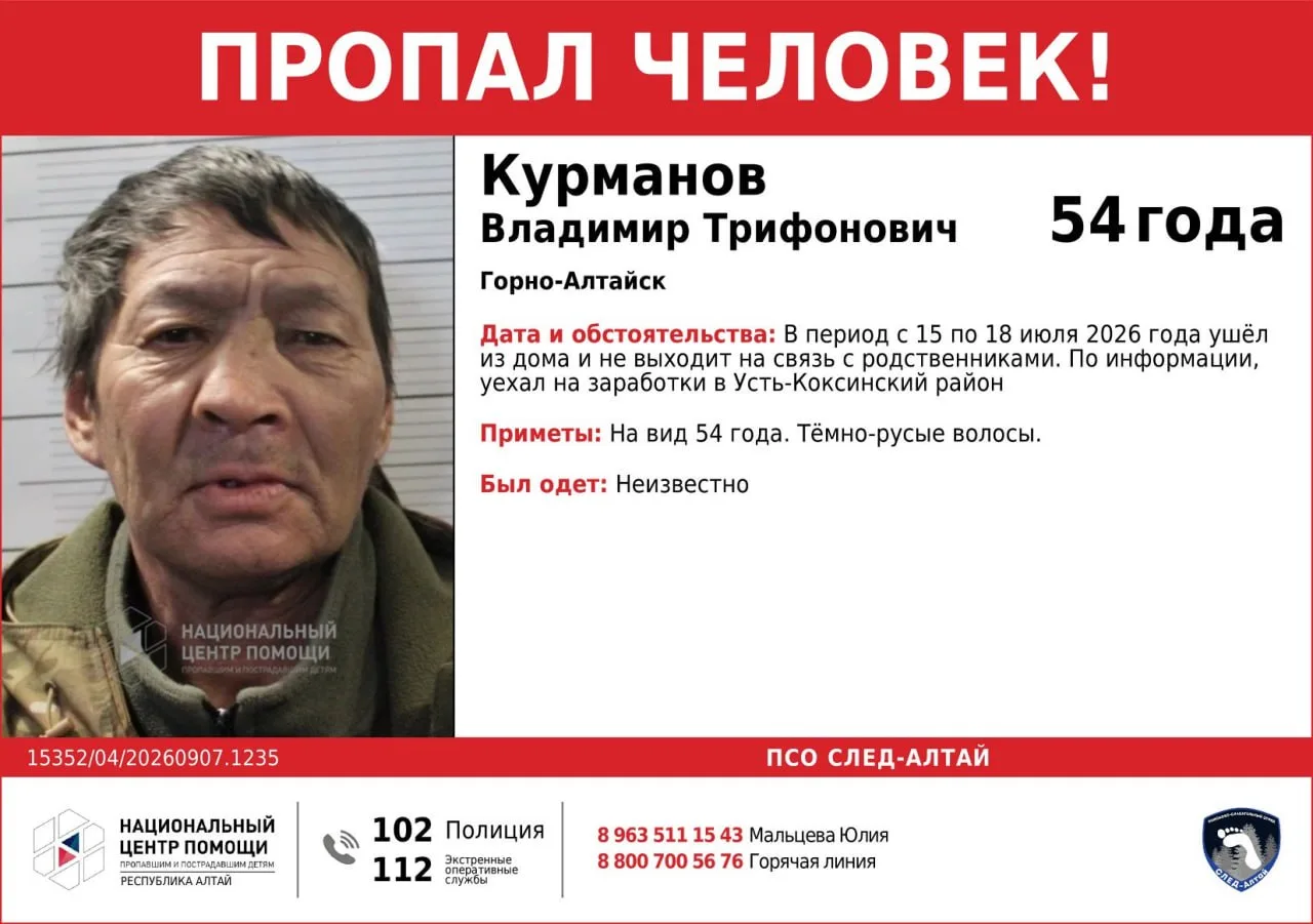 Внимание, пропал человек! Подробности в ориентировке.