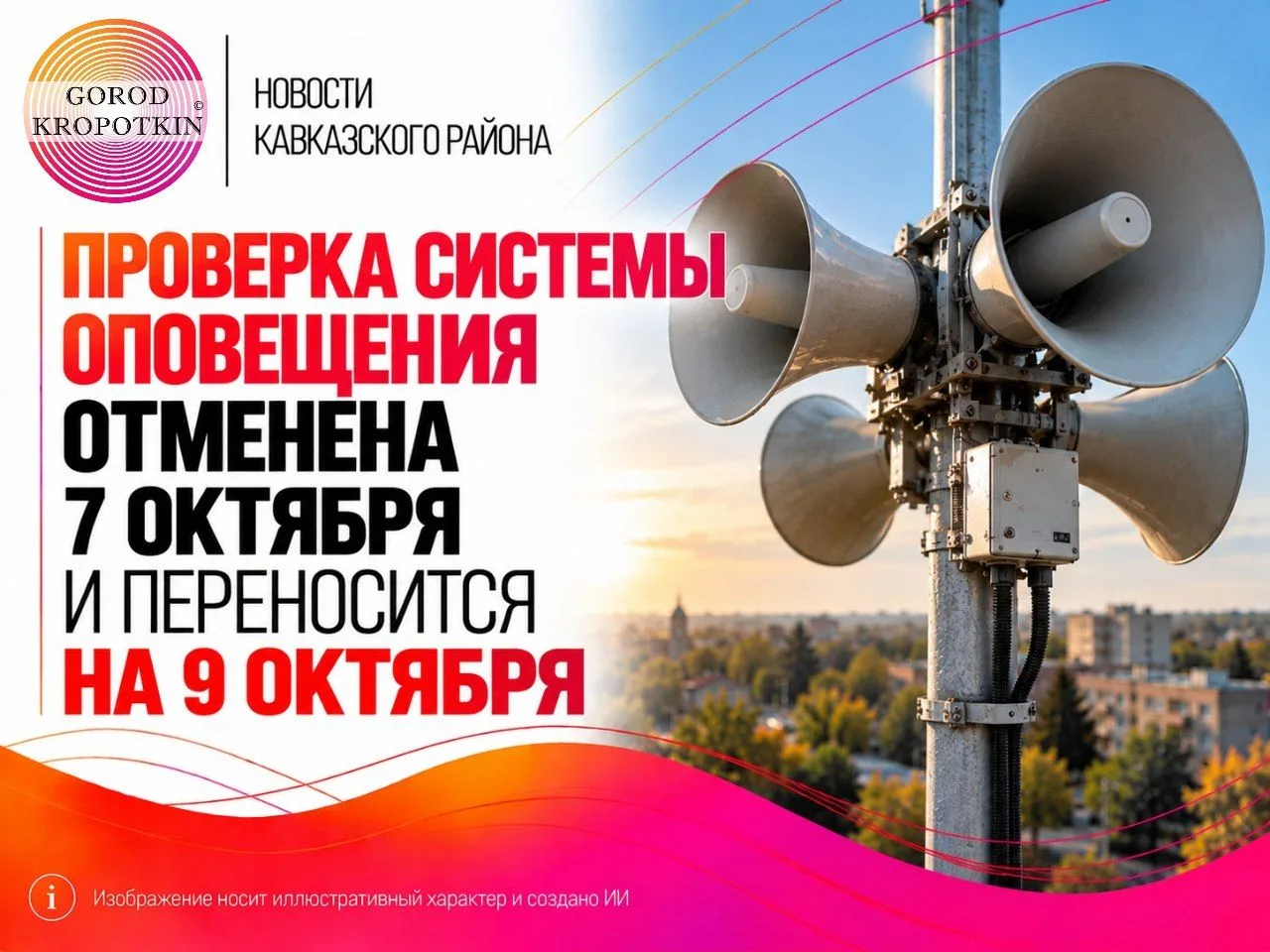 ❌Проверка системы оповещения отменена 7 октября и переносится на 9 октября ✅️