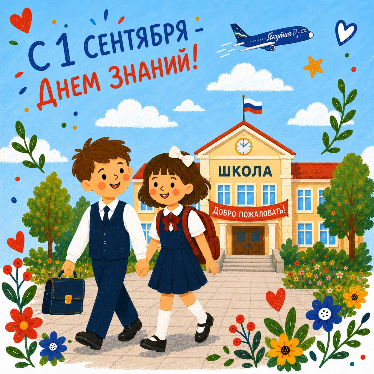Авиакомпания «Якутия» поздравляет с 1 сентября 📚✈️