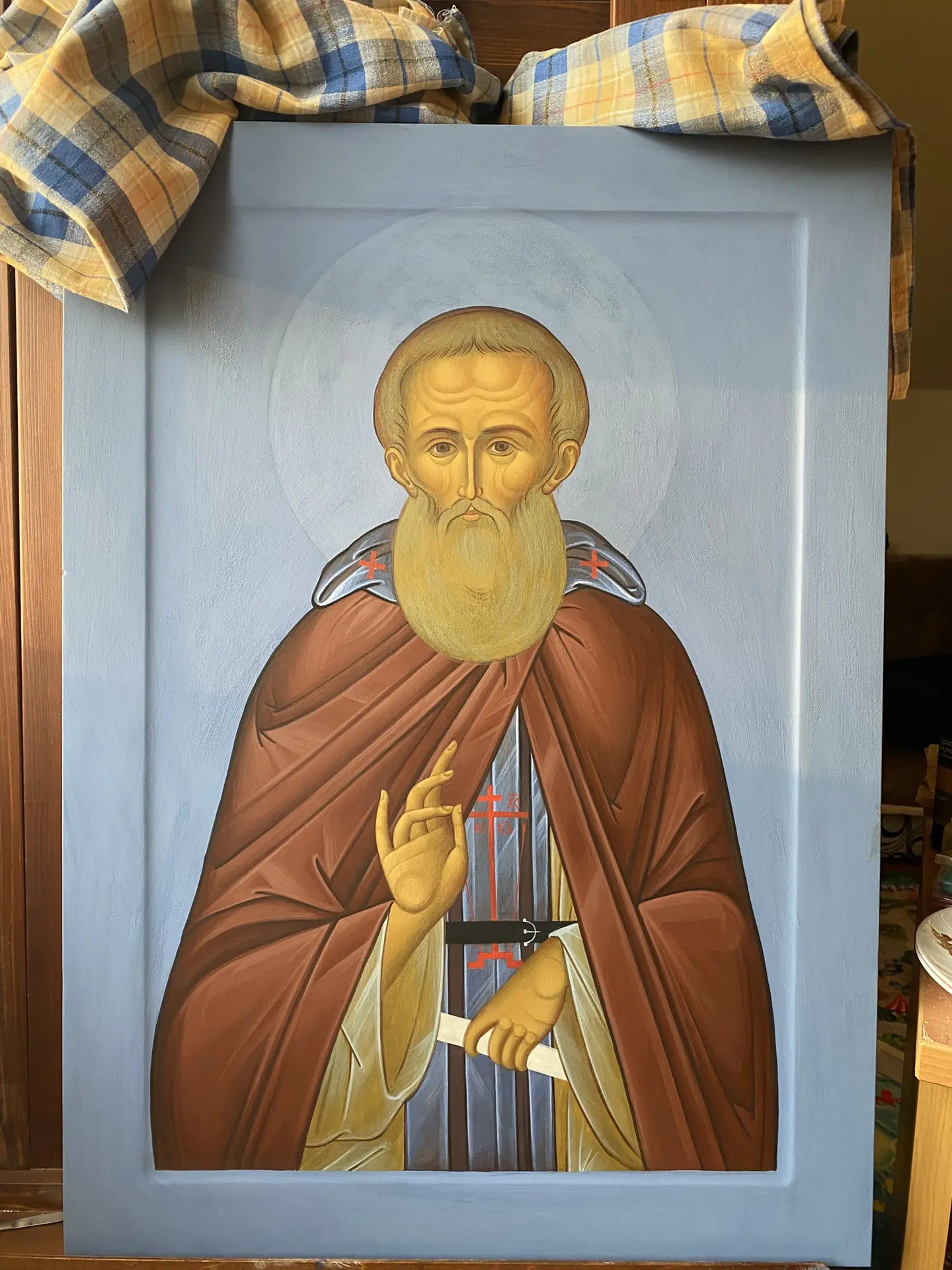 Пишу икону преподобного Сергия, мужу в храм)