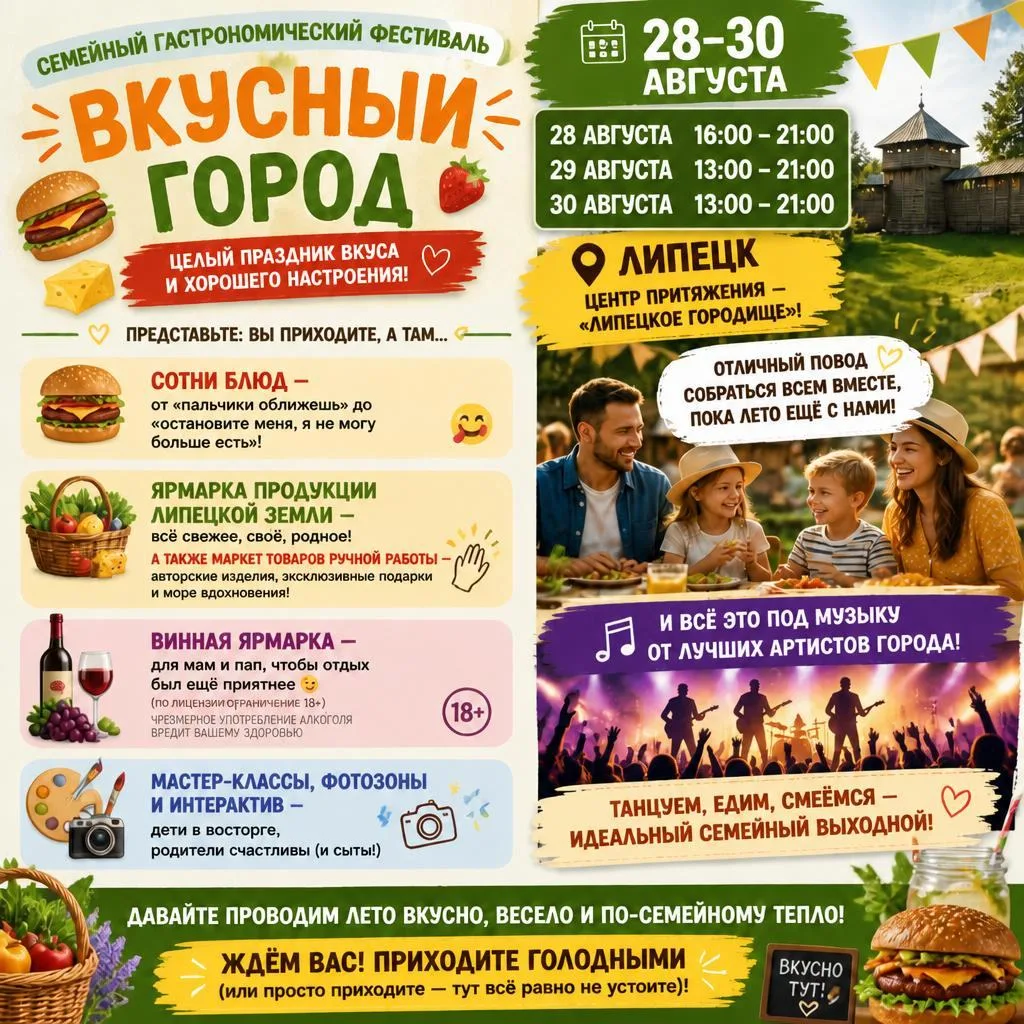 🍔 Уже завтра! «Вкусный город» наконец-то в Липецке