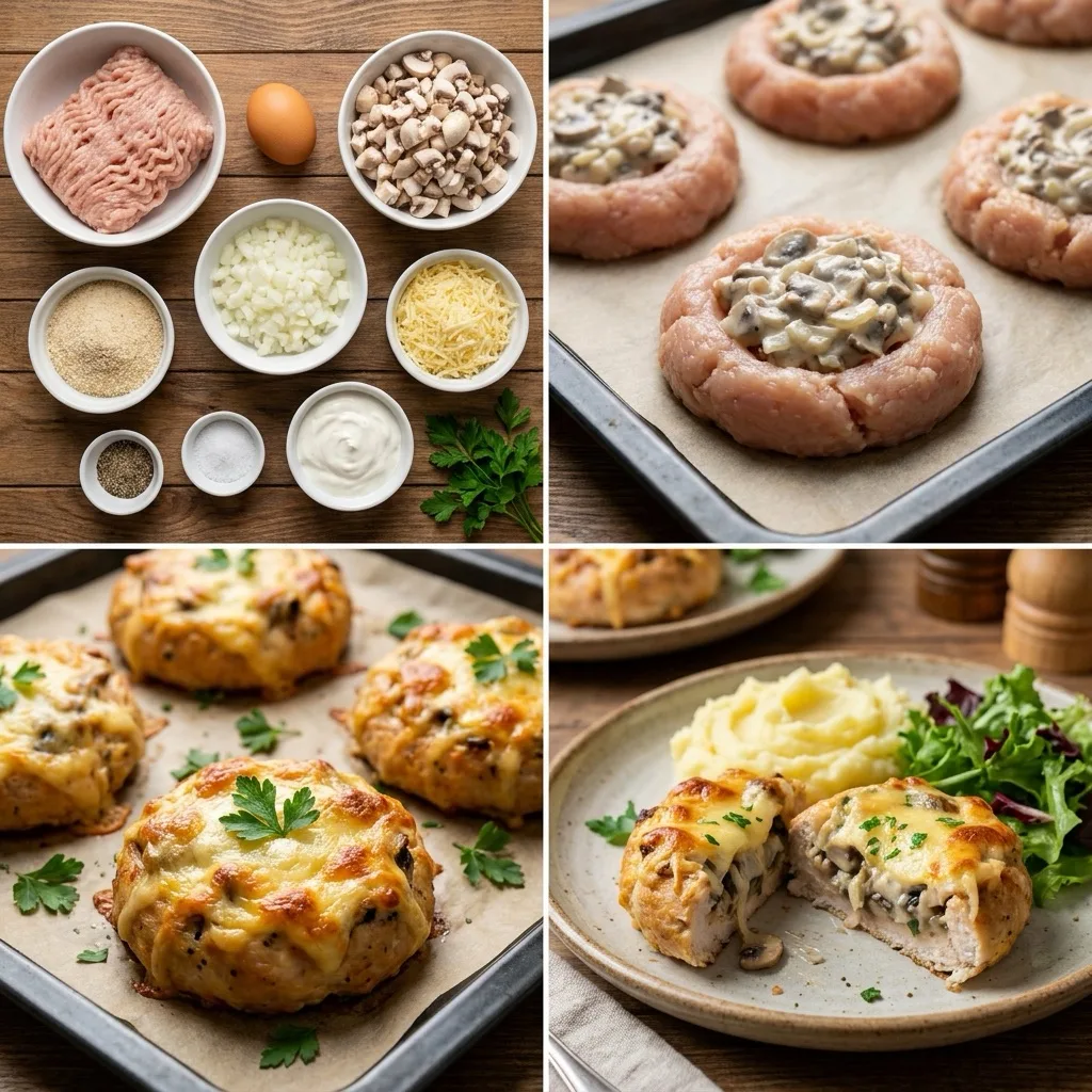 Куриные «гнёзда» с грибами и сыром 🍄