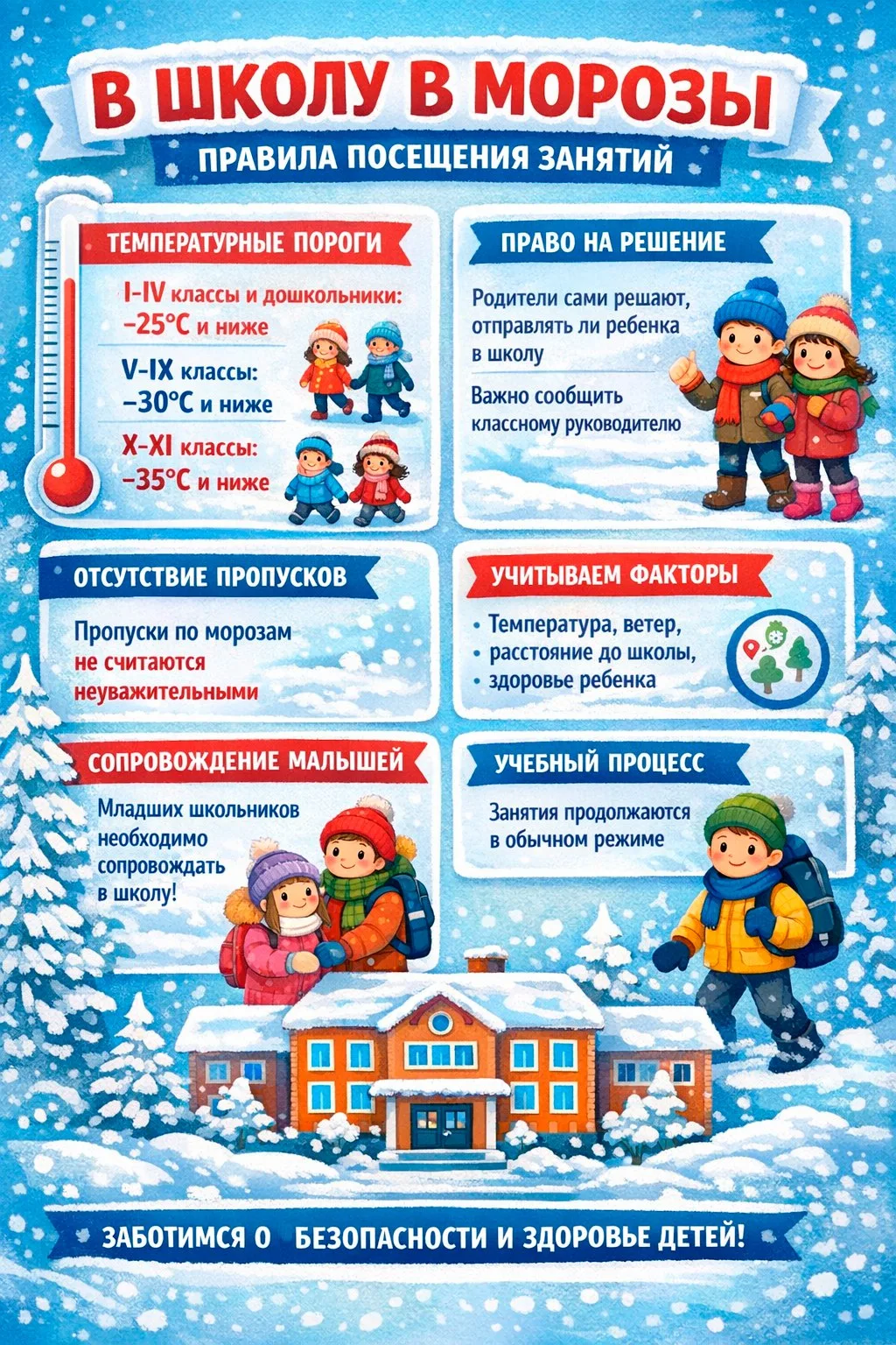 ❄️ Информация о правилах посещения образовательных организаций в условиях сильных мороз...