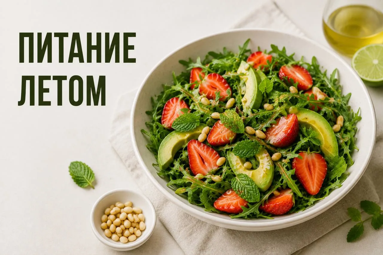 Питание летом + рецепт салата "Летняя свежесть» 🥗  Становится тепло и наше питание меняется вслед за