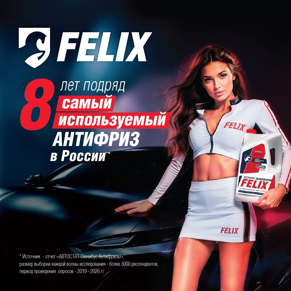 FELIX — 8 лет на первом месте💪

По данным свежего исследования «Автостат Омнибус — 2026», антифриз 