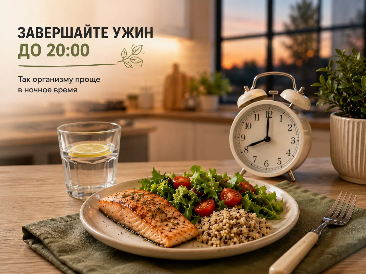 Почему я рекомендую завершать все приёмы пищи до 20:00?

Нет, не потому что после 18:00 еда автомати