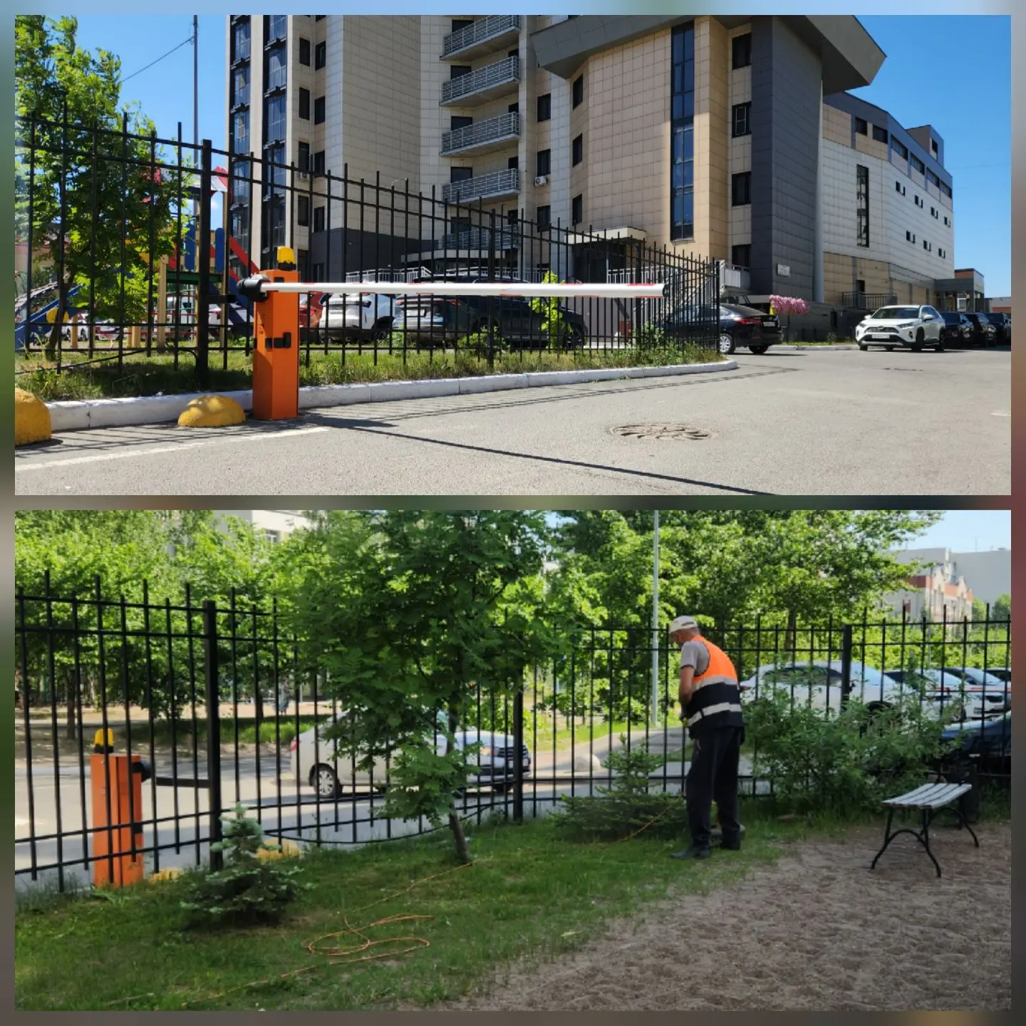 На прошлой неделе покрасили бордюры, полусферы, произвели покос травы.