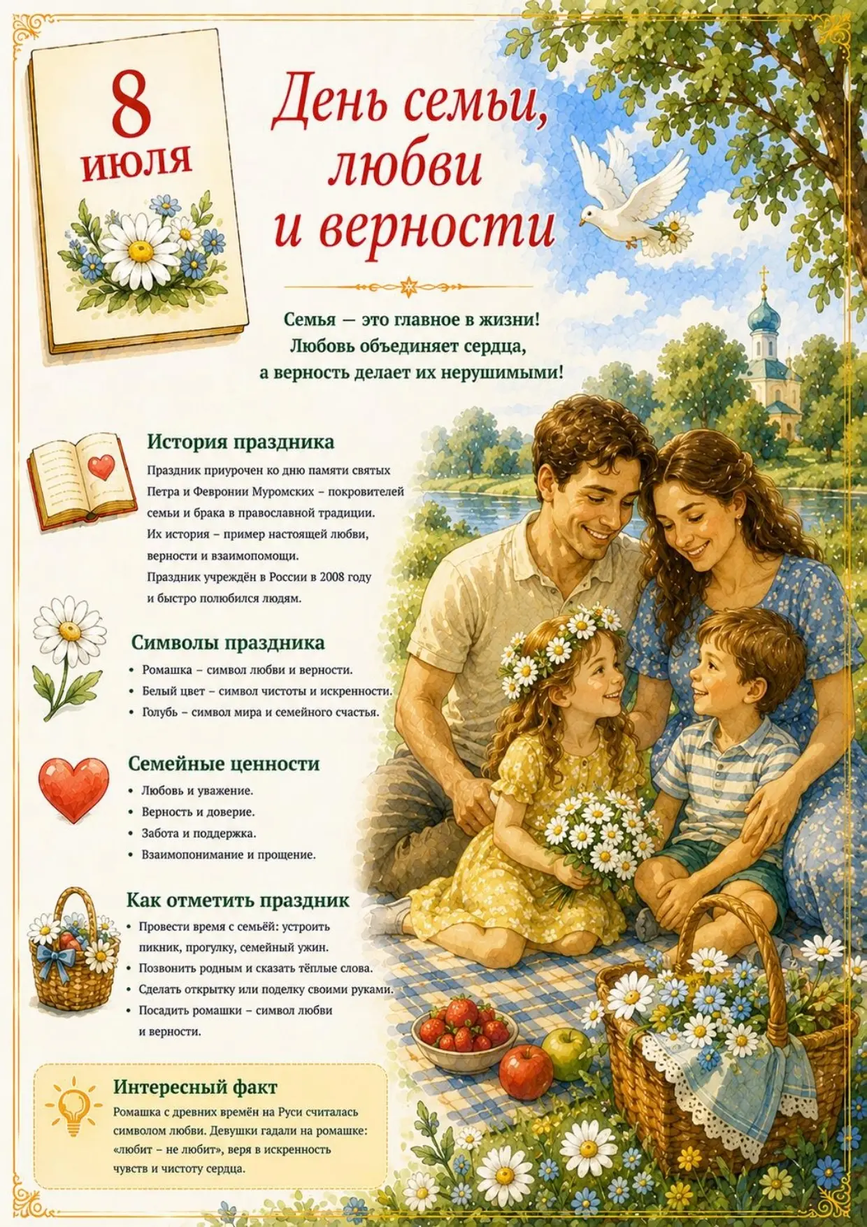 День семьи, любви и верности: история и традиции русского праздника

8 июля в России отмечается один