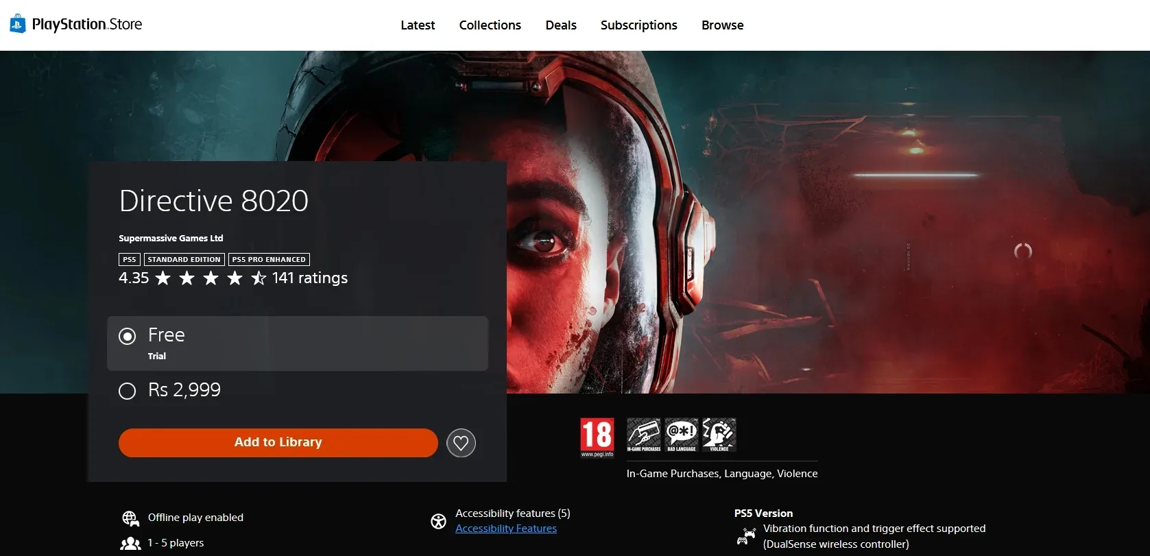 Для игры Directive 8020 на PS5 доступна демоверсия, которая проходится примерно за 20 минут.  В демо