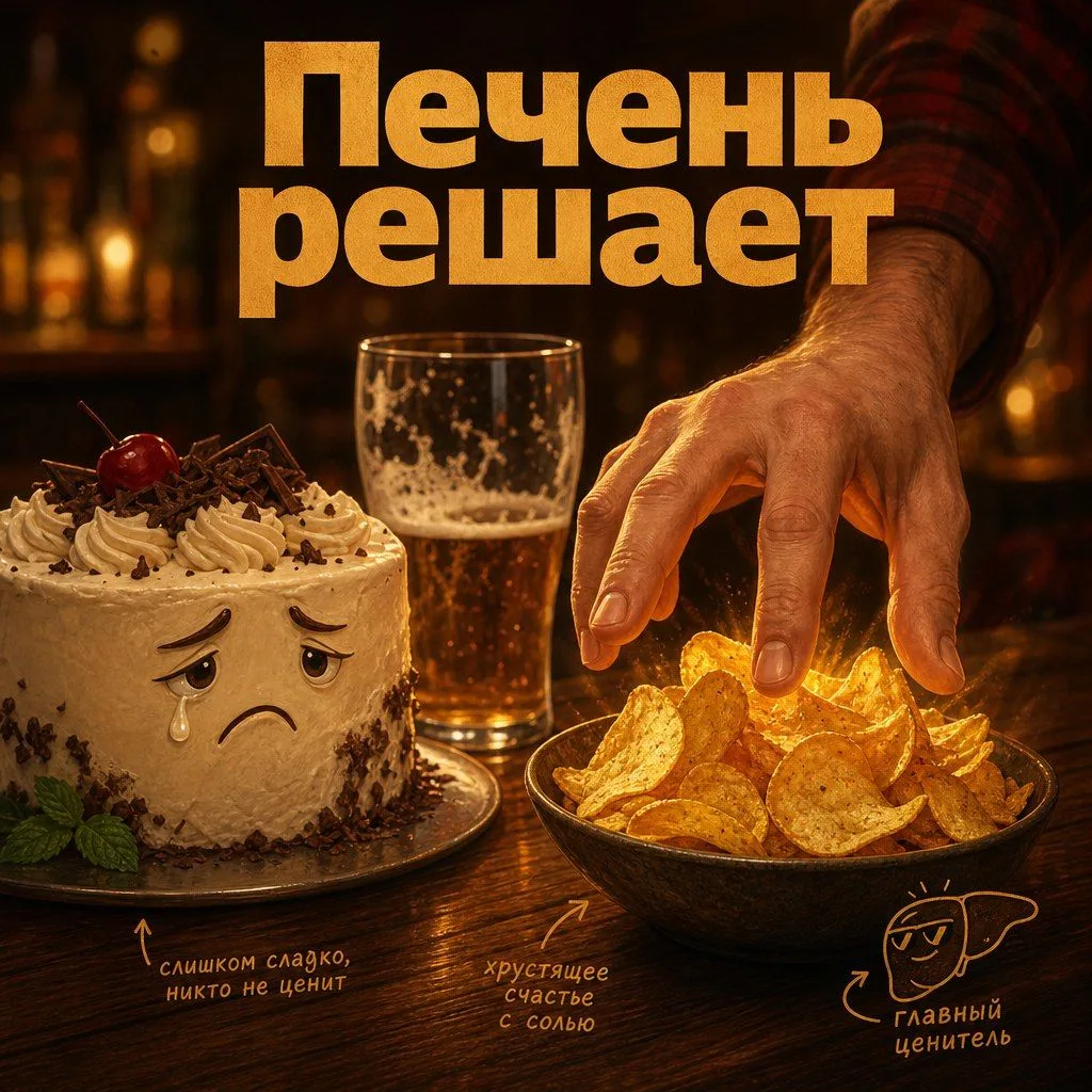 Почему после алкоголя тянет на чипсы, а не на торт