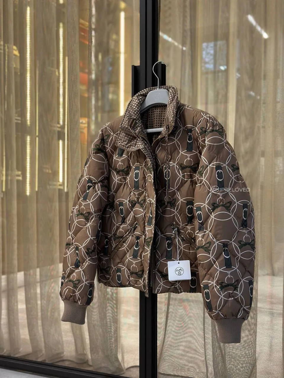 Новая двусторонняя куртка Hermes Promenade du Matin Pois, маркировка 40.