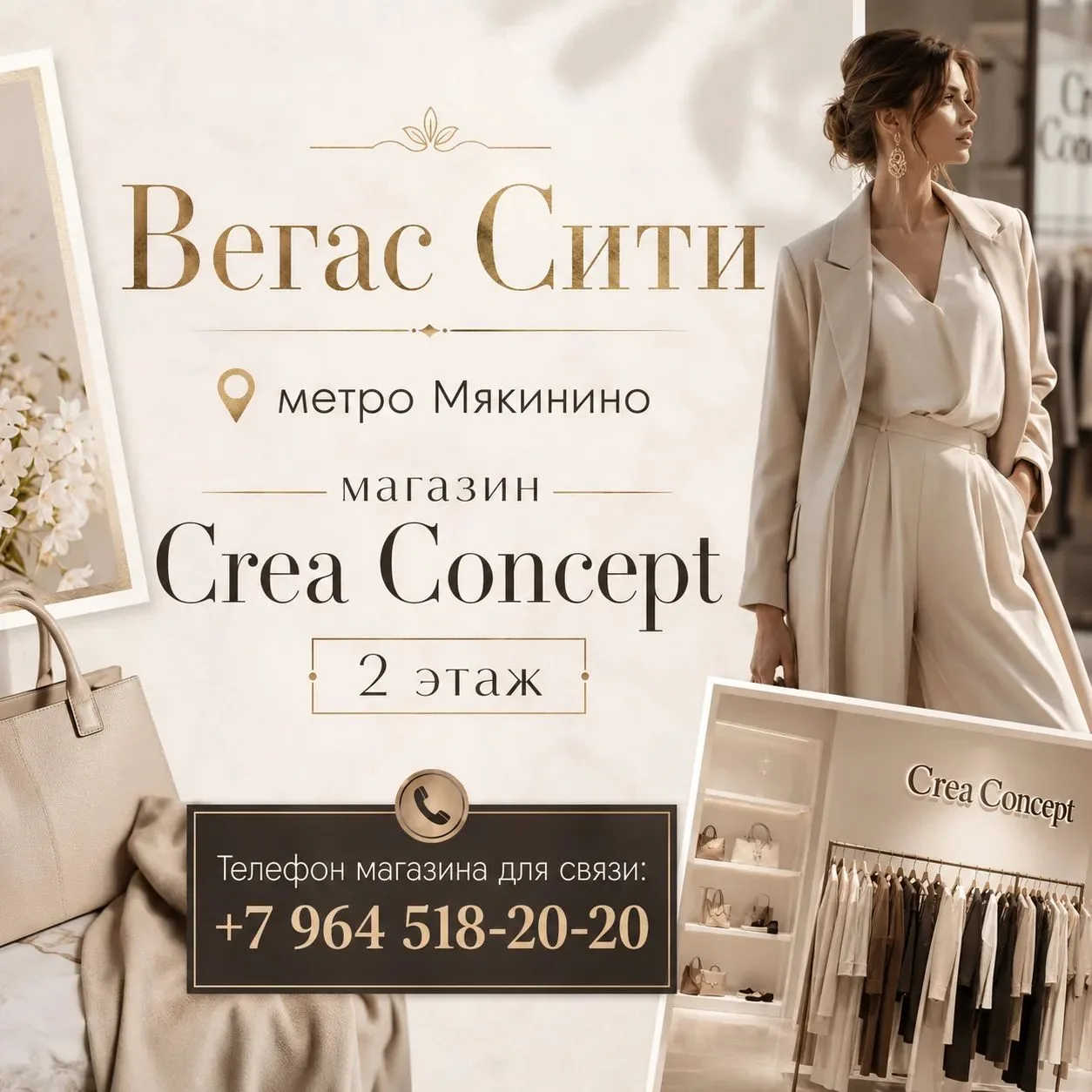 Вегас Сити , метро Мякинино, магазин Crea Concept 2 этаж. Телефон магазина: +79645182020