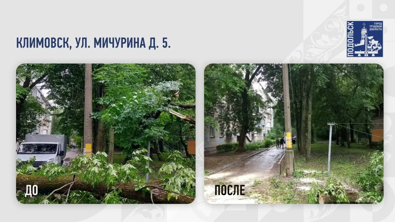 Опиловка деревьев после шторма: коммунальные службы Подольска расчищают дворы и пешеходные зоны

Одн