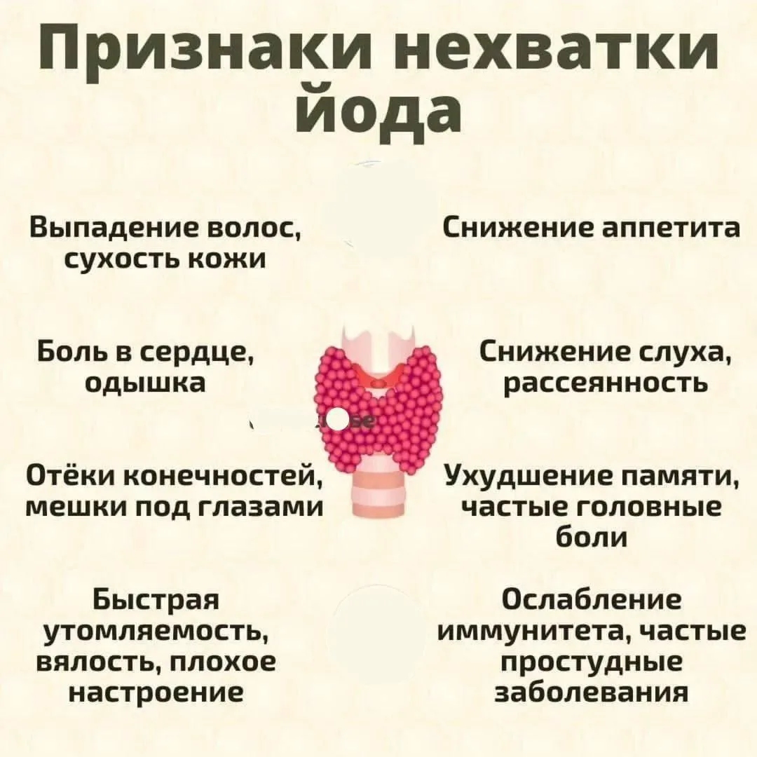 Признаки нехватки йода ✔️

Йод играет важную роль в поддержании здоровья щитовидной железы и общего 
