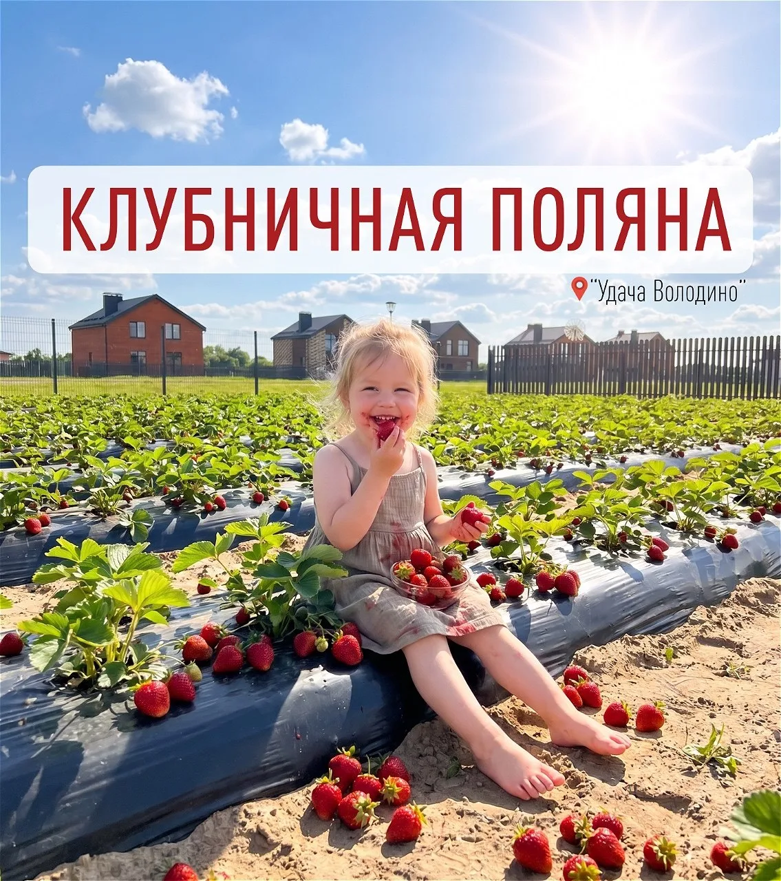 🍓 Уникальная клубничная поляна в экопосёлке «Удача Володино»!
