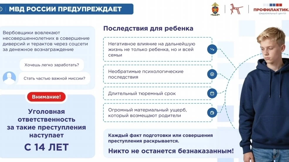 🚨 МВД России предупреждает: защитите своих детей от вербовщиков! 🚨

В последнее время злоумышленни